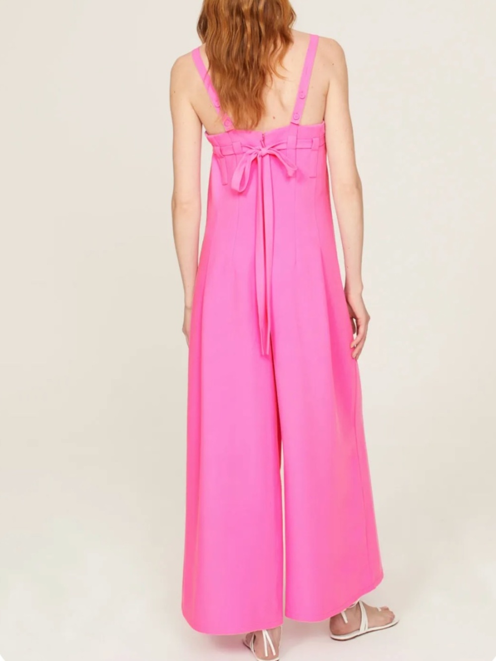 Adam Lippes Pink Wide-Leg Jumpsuit Back Tie Size 10 - Picture 2 of 16